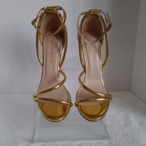 Shoe Republic LA gold metallic strappy heels